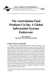 Front cover of The australasian food products co-op by Hans Lehmann