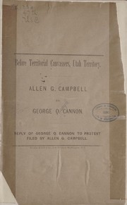 Front cover of Before territorial canvassers, Utah Territory by Jacques Loeb