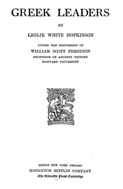Front cover of Greek leaders by Leslie White Hopkinson