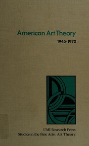 Front cover of American art theory, 1945-1970 by Stewart Buettner