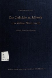 Front cover of Das Christliche im Spätwerk von William Wordsworth by Liselotte Glage