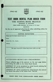 Cover of Text book rental plan order form by Alberta. School Book Branch