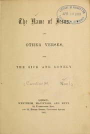 Front cover of Name of Jesus and other verses, for the sick and lonely by Caroline M. Noel
