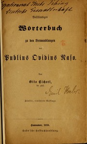 Front cover of Vollständiges wörterbuch zu den Verwandlungen des Publius Ovidius Naso by Otto Eichert