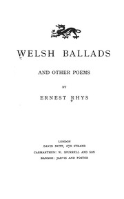 Cover of Welsh ballads by Ernest Rhys