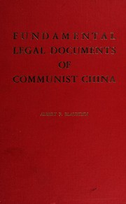 Cover of Fundamental legal documents of Communist China by China (People's Republic of China, 1949- )