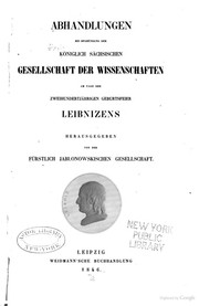 Front cover of Abhandlungen bei begründung der Königlich sächsischen gesellschaft der wissenschaften am tage der zweihundertjährigen geburtsfeier Leibnizens by Fürstlich Jablonowski'sche Gesellschaft zu Leipzig