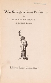 Front cover of War savings in Great Britain by Blackett, Basil Phillott Sir