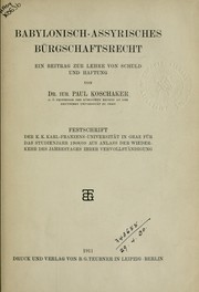 Front cover of Babylonisch-Assyrisches Bürgschaftsrecht by Paul Koschaker