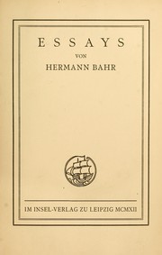 Front cover of Essays by Hermann Bahr