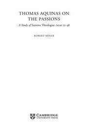 Cover of Thomas Aquinas on the passions by Robert Miner