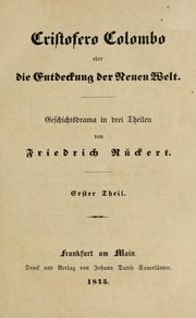 Front cover of Cristofero Colombo; oder Die Entdeckung der Neuen Welt by Friedrich Ru ckert
