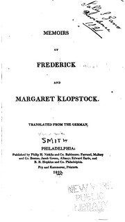 Cover of Memoirs of Frederick and Margaret Klopstock by Friedrich Gottlieb Klopstock