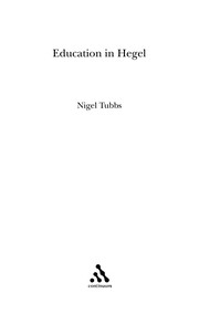 Cover of Education in Hegel by Nigel Tubbs