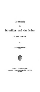 Cover of Die stellung der Israeliten und der Juden zu den fremden by Alfred Bertholet