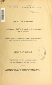 Cover of Regulations for the administration of the finances of the League by League of Nations.