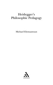 Cover of Heidegger's philosophic pedagogy by Michael Ehrmantraut