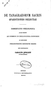 Front cover of De Tanagraeorvm sacris qvaestiones selectae .. by Karl Thilo Buslepp