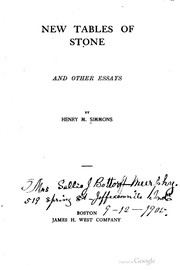 Front cover of New tables of stone by Henry M. Simmons