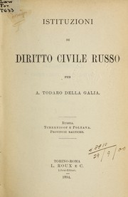 Front cover of Instituzioni di diritto civile russo by A. Todaro della Galia
