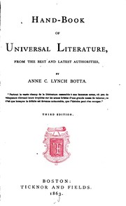 Cover of Handbook of Universal Literature: From the Best and Latest Authorities by Anne C. Lynch Botta
