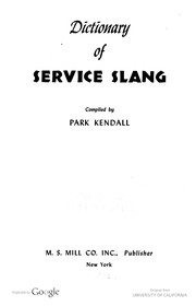 Front cover of Dictionary of service slang by Park Kendall