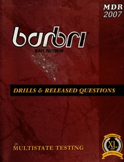 Cover of Barbri Drills & Released Questions Multistate Testing MDR 2007 by Various