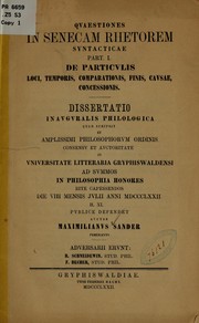Front cover of Quaestiones in Senecam rhetorem syntacticae by Maximilian Sander