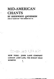 Cover of Mid-American chants by Sherwood Anderson