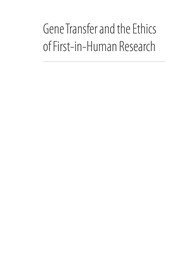 Front cover of Gene transfer and the ethics of first-in-human research by Jonathan Kimmelman