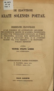 Front cover of De elocutione Arati Solensis poetae by Victor Julius Loebe