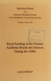 Front cover of Royal funding of the Parisian Académie royale des sciences during the 1690s by Alice Stroup