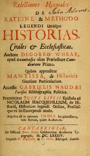 Front cover of Reflectiones hyemales de ratione & methodo legendi utrasque historias, civiles et ecclesiasticas by Degory Wheare