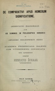 Front cover of De comparitivi apud Homerum significatione by Heinrich Schaar