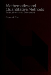 Front cover of Mathematics and quantitative methods for business and economics by Stephen Pinyee Shao