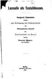 Front cover of Lassalle als sozialökonom .. by Gustav Mayer
