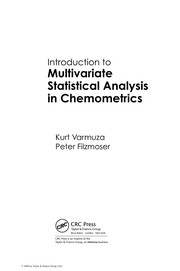 Front cover of Introduction to multivariate statistical analysis in chemometrics by Peter Filzmoser
