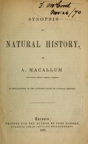 Front cover of Synopsis of natural history, by A. Macallum, Provincial Model School, Toronto: In explanation of the author's chart of natural history by A. Macallum