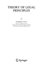 Front cover of Theory of legal principles by Humberto Bergmann Ávila