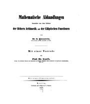 Front cover of Mathematische Abhandlungen: Besonders Aus Dem Gebiete Der Höheren Arithmetik und Der .. by Ferdinand Gotthold Max Eisenstein