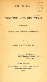 Front cover of Chemical problems and reactions by Cooke, Josiah Parsons
