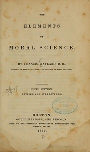 Cover of The elements of moral science by Francis Wayland