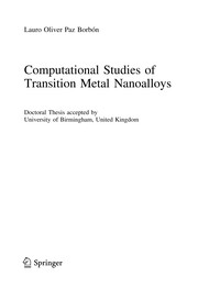 Front cover of Computational Studies of Transition Metal Nanoalloys by Lauro Oliver Paz Borbón