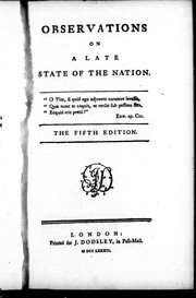 Cover of Observations on a late state of the nation by Edmund Burke