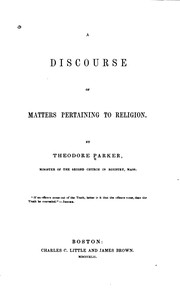 Cover of A Discourse of Matters Pertaining to Religion by Theodore Parker