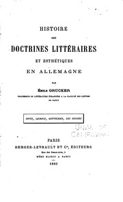 Front cover of Histoire des doctrines littéraires et esthétiques en Allemagne by Émile Grucker