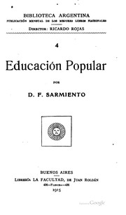 Front cover of Educación popular by Domingo Faustino Sarmiento
