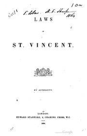 Front cover of Laws of St. Vincent by Saint Vincent.