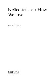Cover of Reflections on how we live by Annette Baier