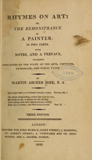 Cover of Rhymes on art, or, The remonstrance of a painter by Martin Archer Shee